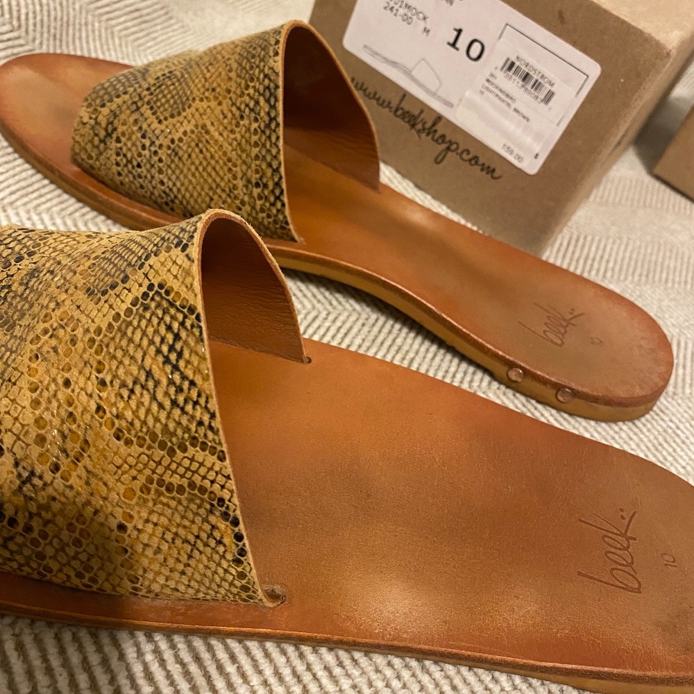 Beek Mockingbird Slides Tan Snake Print - image 2